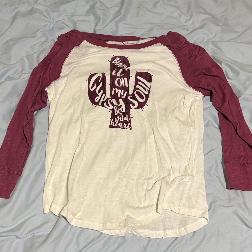 Ariat Burgundy and White Tee